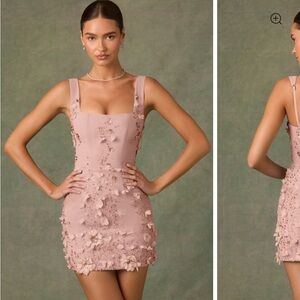Embellished corset mini dress in Dusty Rose